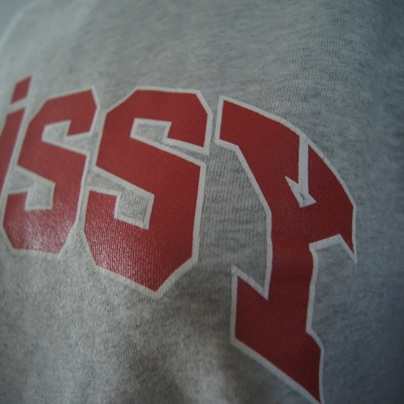 STUSSY Graphic Logo Gray Sweatshirt S Long Sleeve Jumper Pullover Streetwear Top - Picture 4 of 6